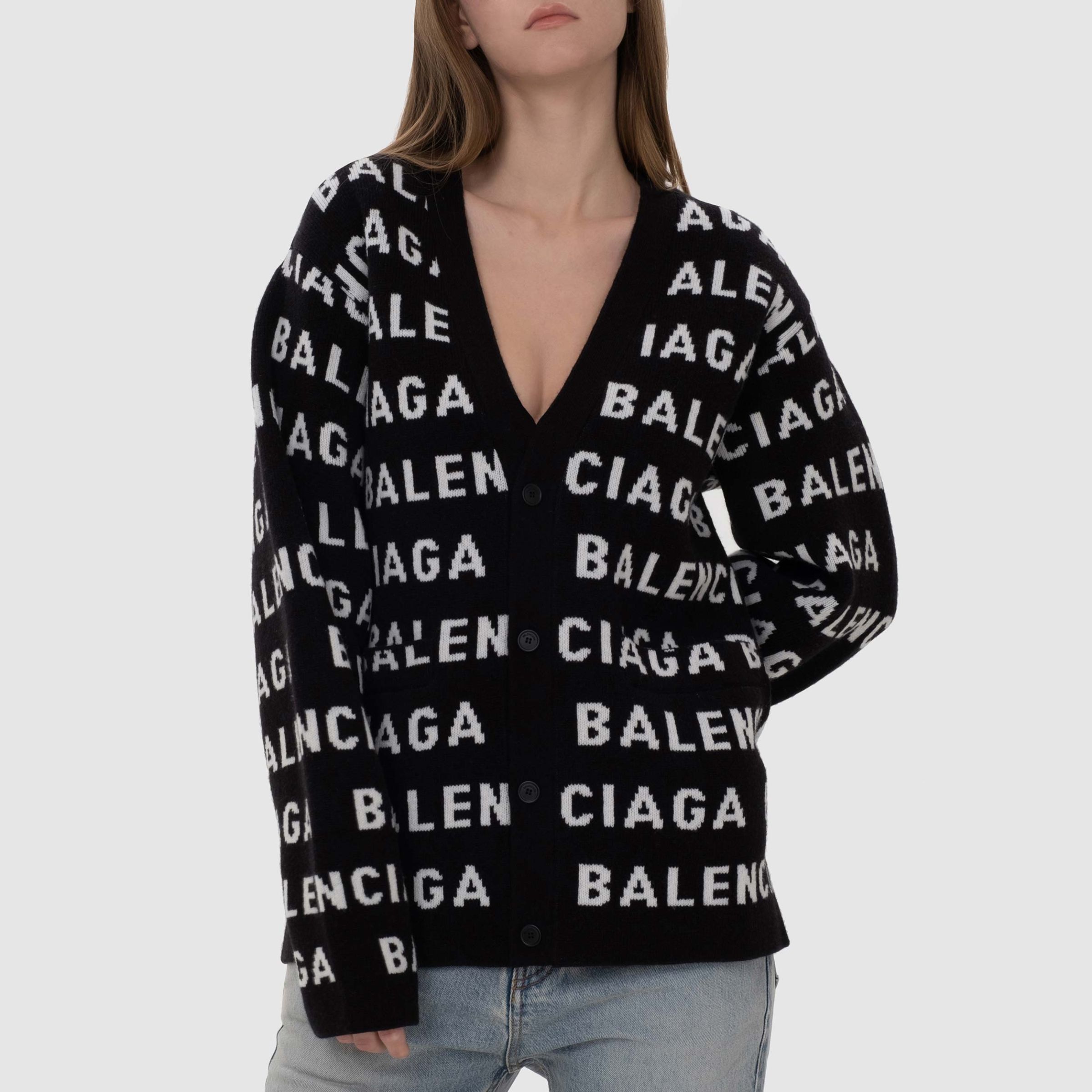 Кардиган Balenciaga черно-белый