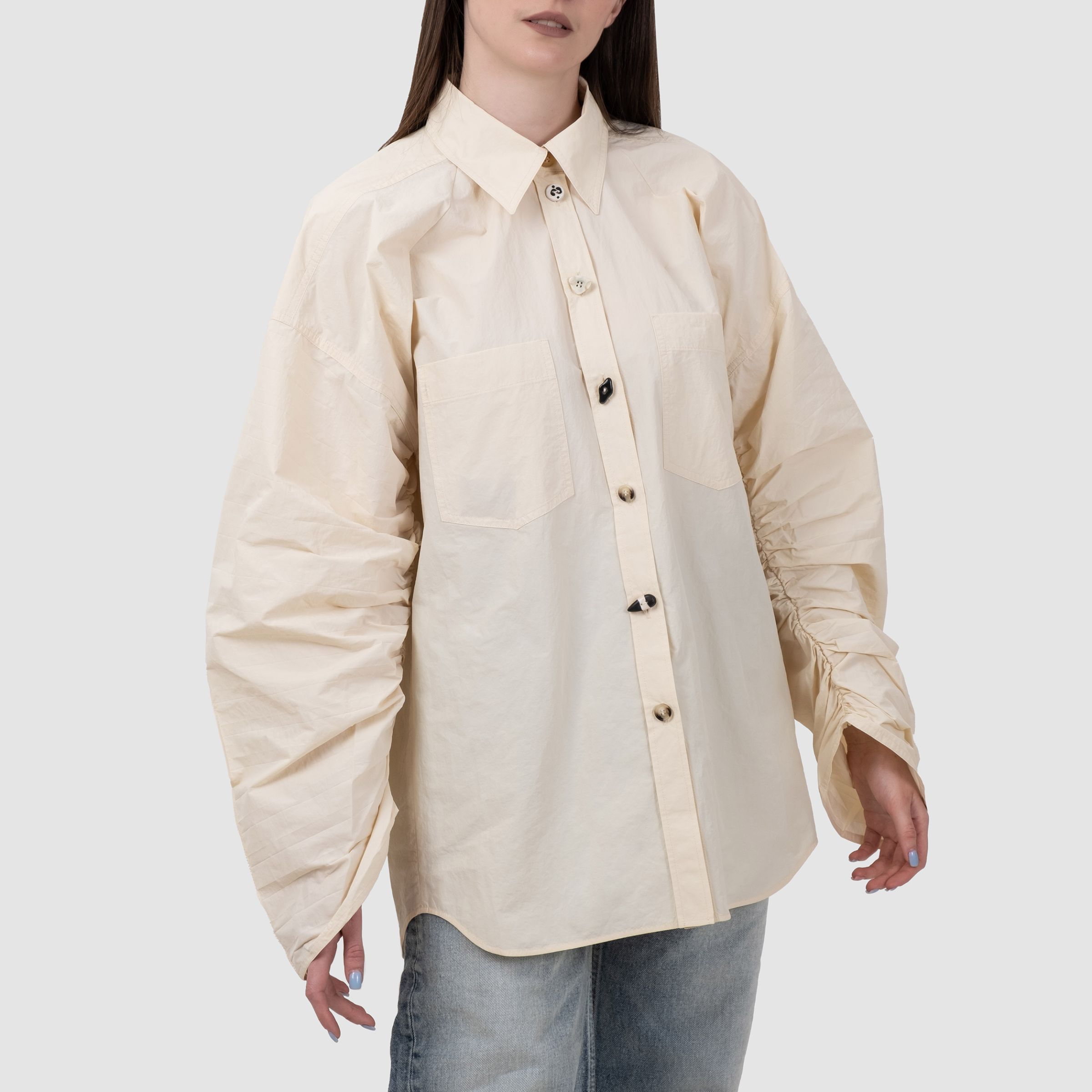 Рубашка с длинными рукавами Nanushka Ferty бежевая