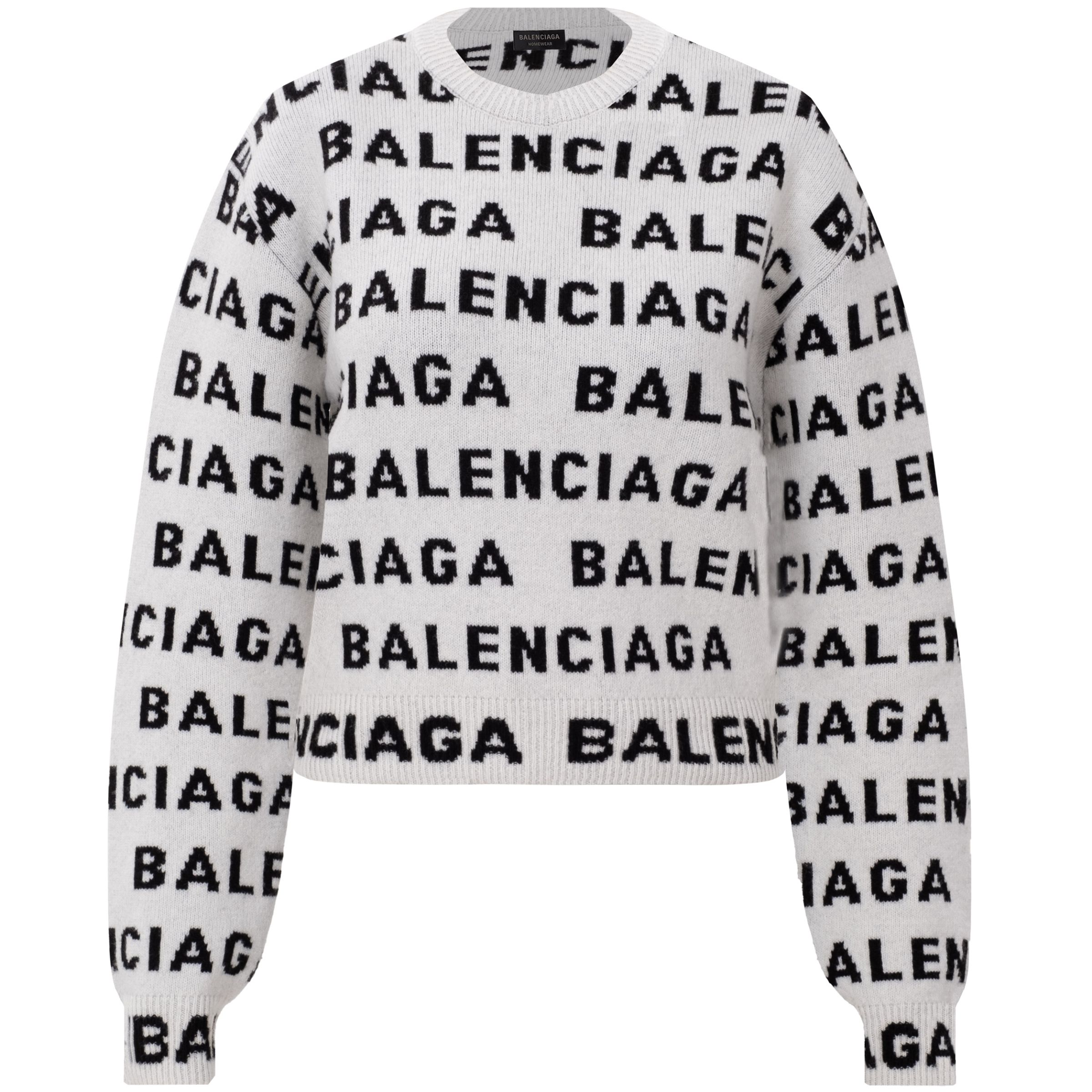 Свитер Balenciaga Logo Intarsia белый