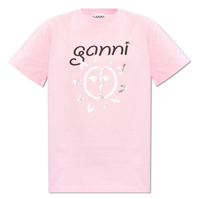 Футболка Ganni рожева
