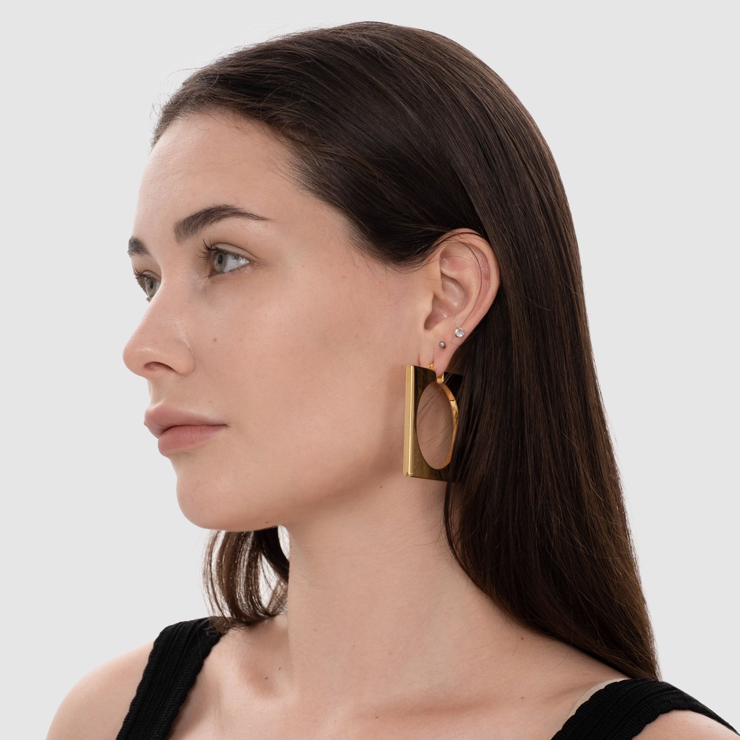 Серьги Jacquemus Les creoles rond carré золоті