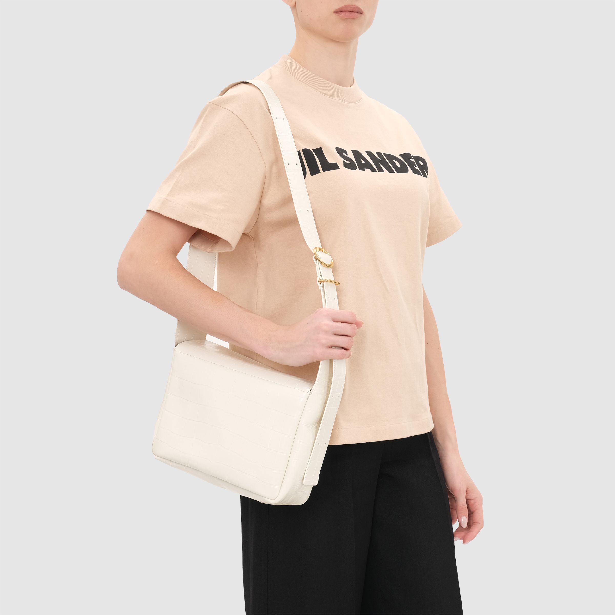 Сумка Jil Sander Flap Messenger Small белая