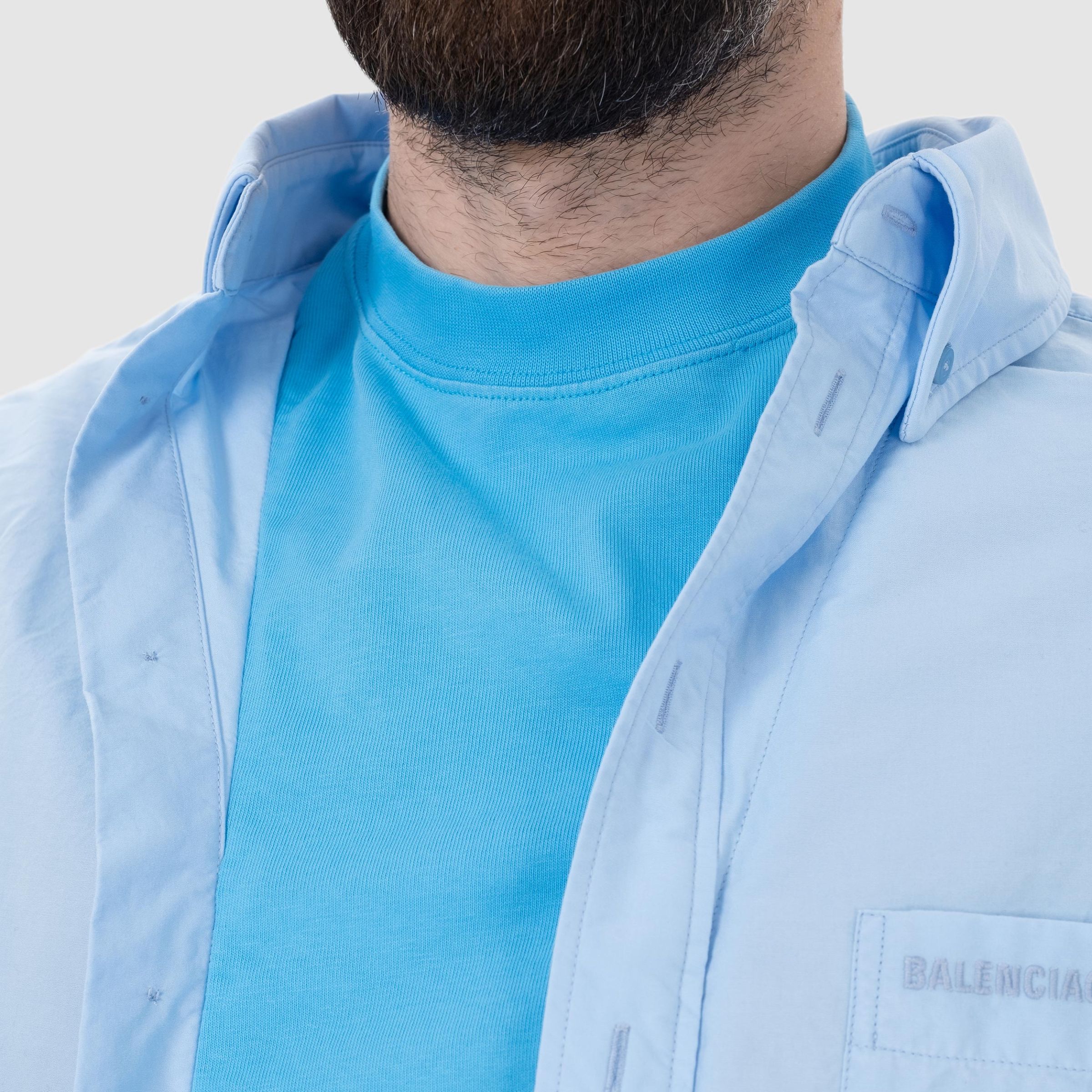Сорочка з довгими рукавами Balenciaga блакитна