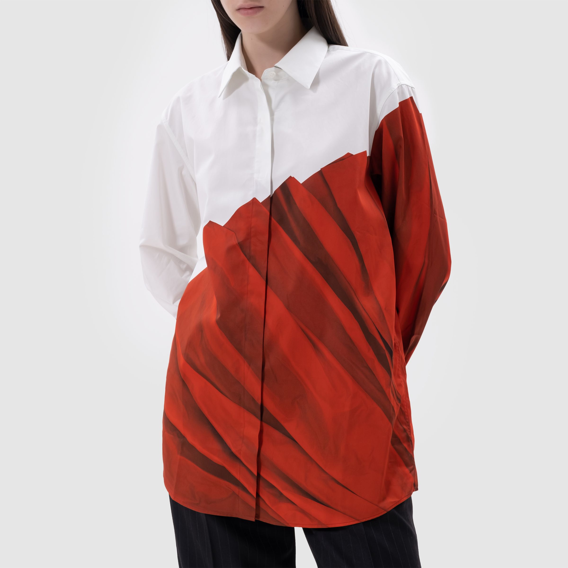 Рубашка Dries van Noten бело-красная