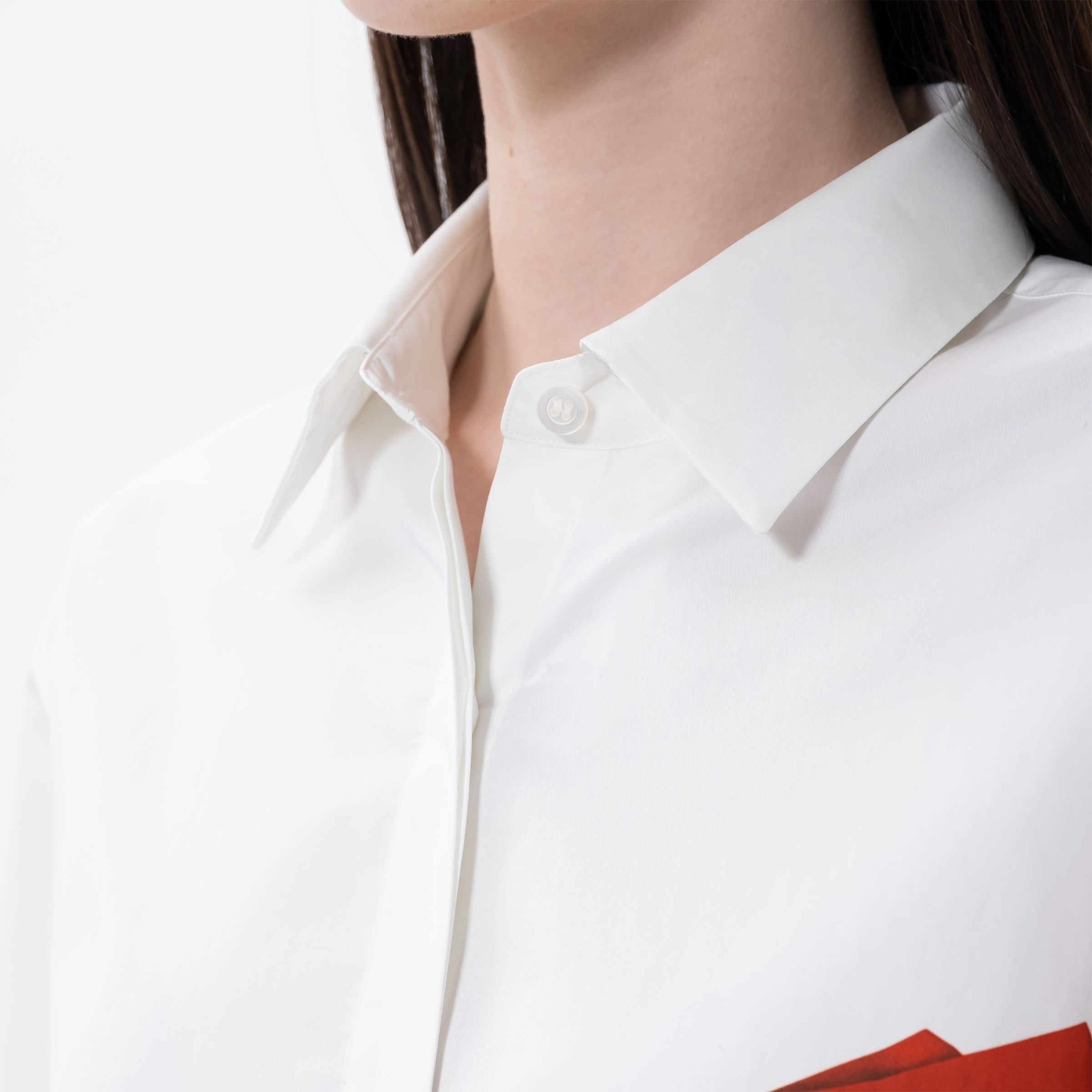Сорочка з довгими рукавами Dries van Noten біло-червона