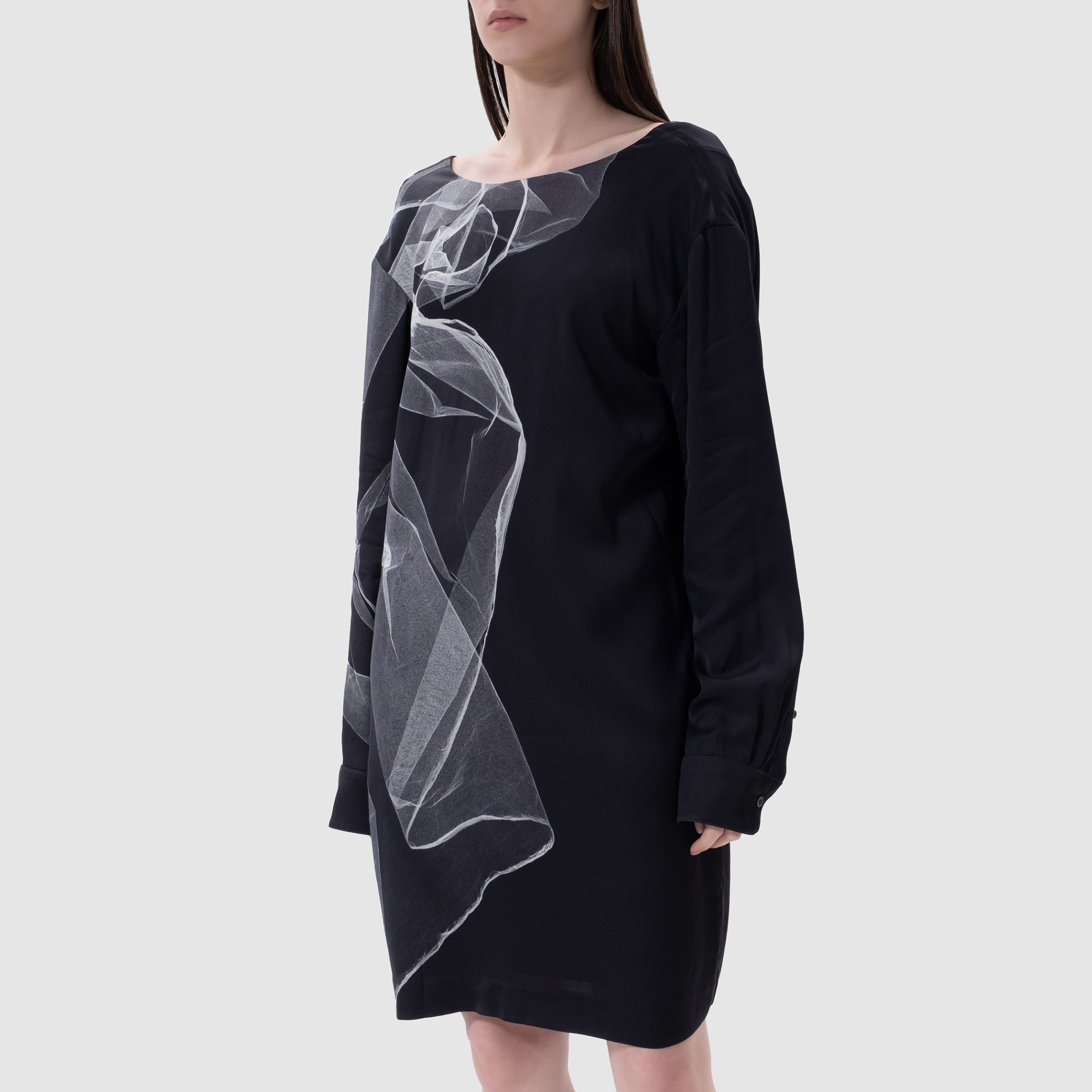 Платье Dries van Noten черно-серое