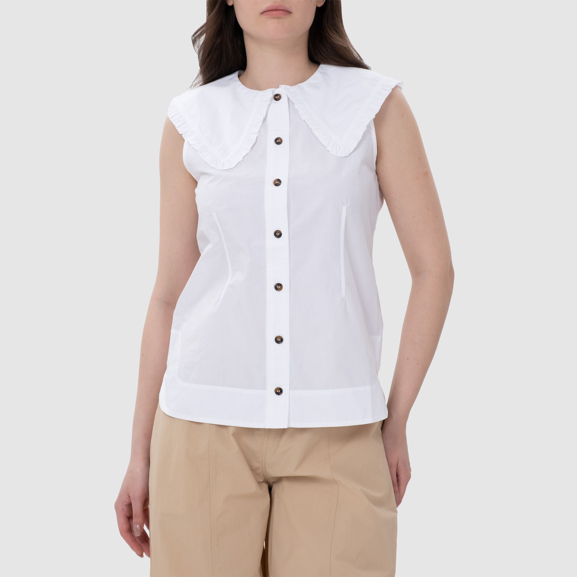 Сорочка з короткими рукавами Ganni біла