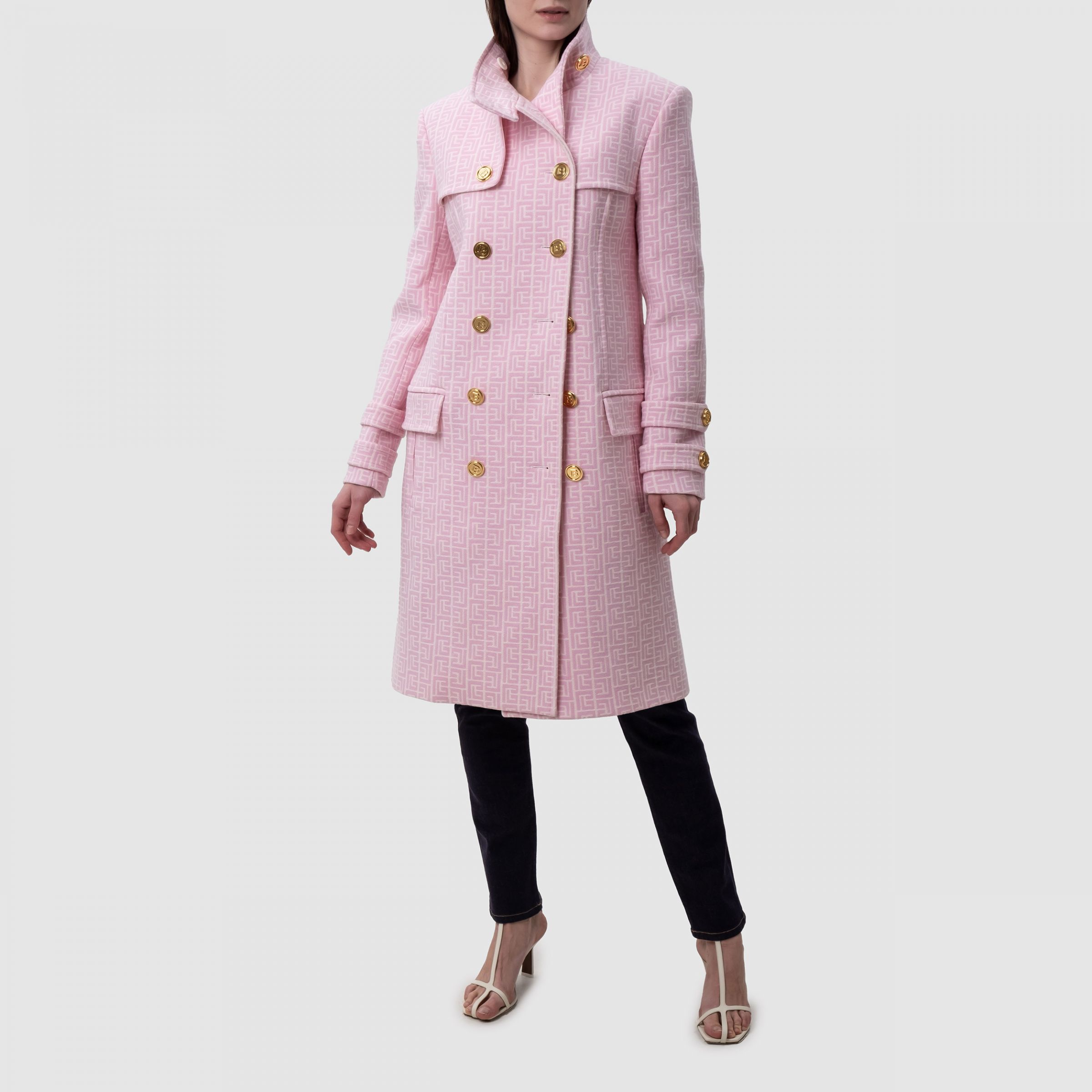 Пальто Balmain рожево-біле