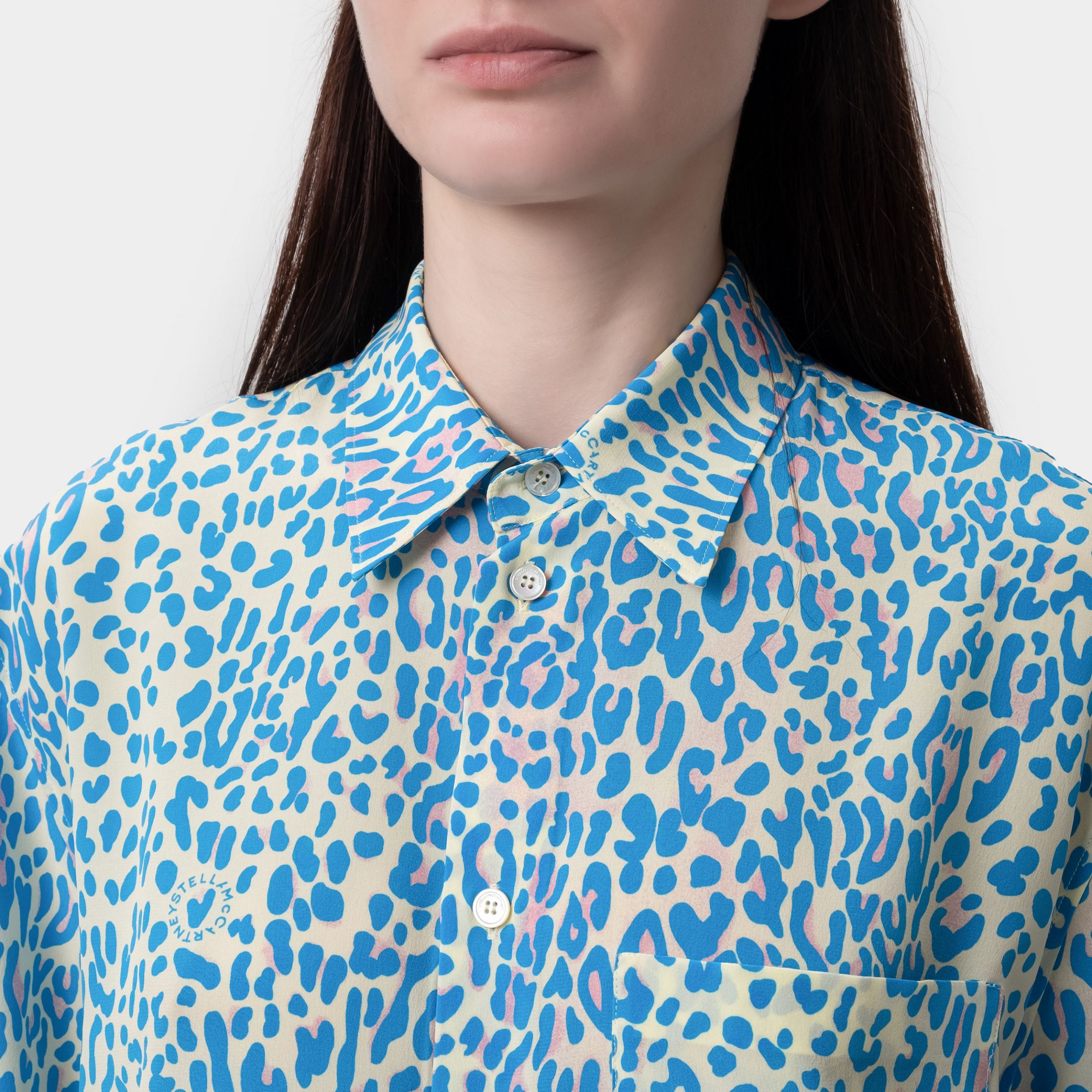 Рубашка с короткими рукавами Stella McCartney светло-голубая