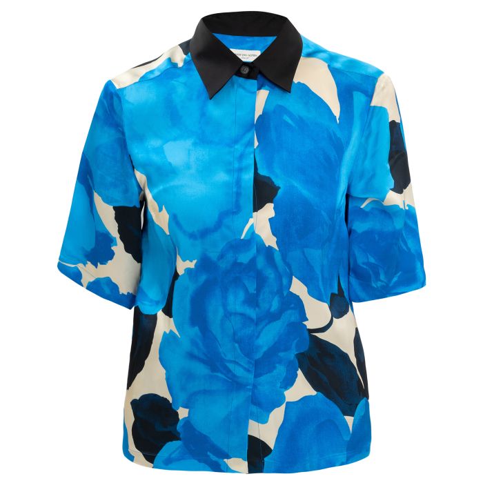 Рубашка с короткими рукавами Dries van Noten синяя