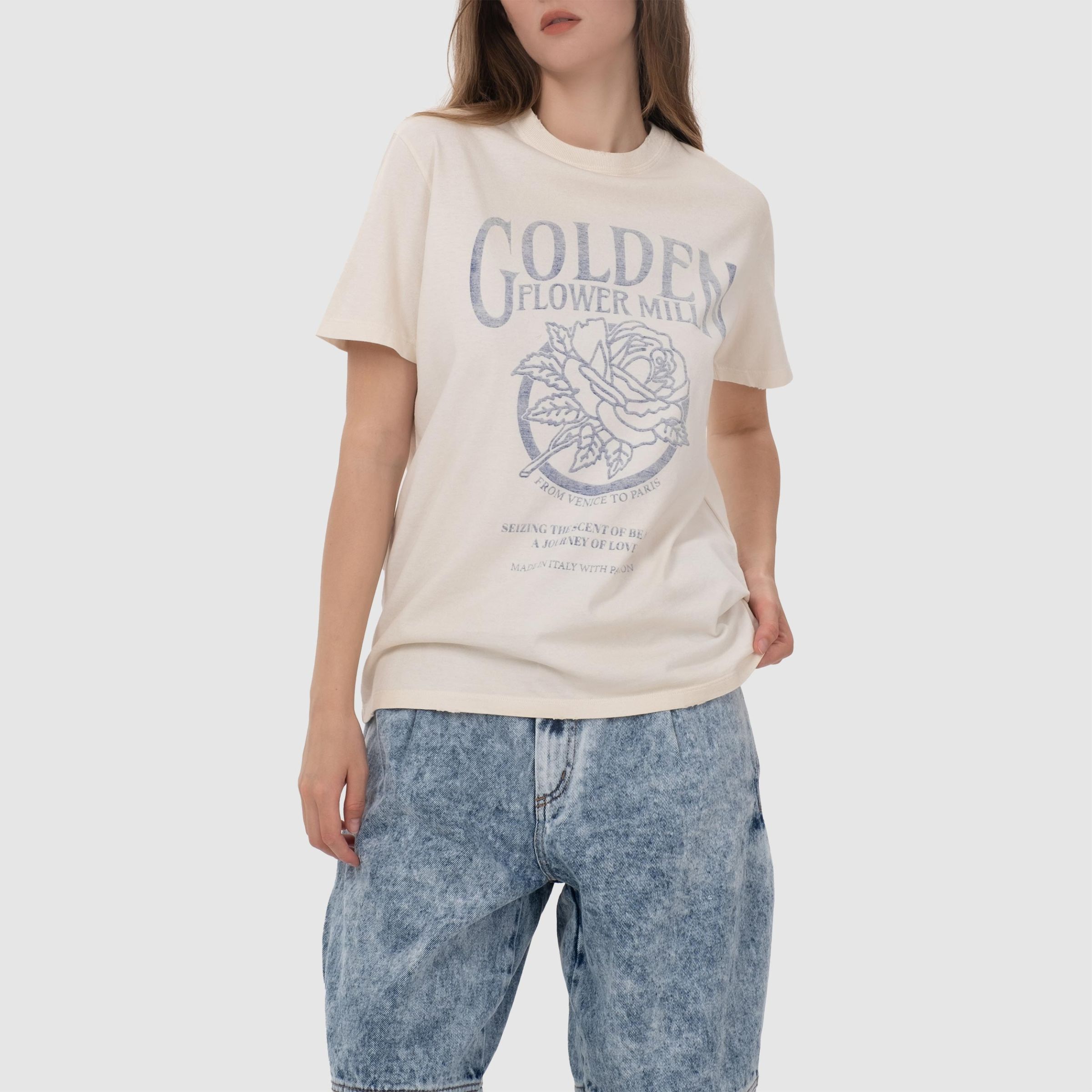 Футболка Golden Goose молочная