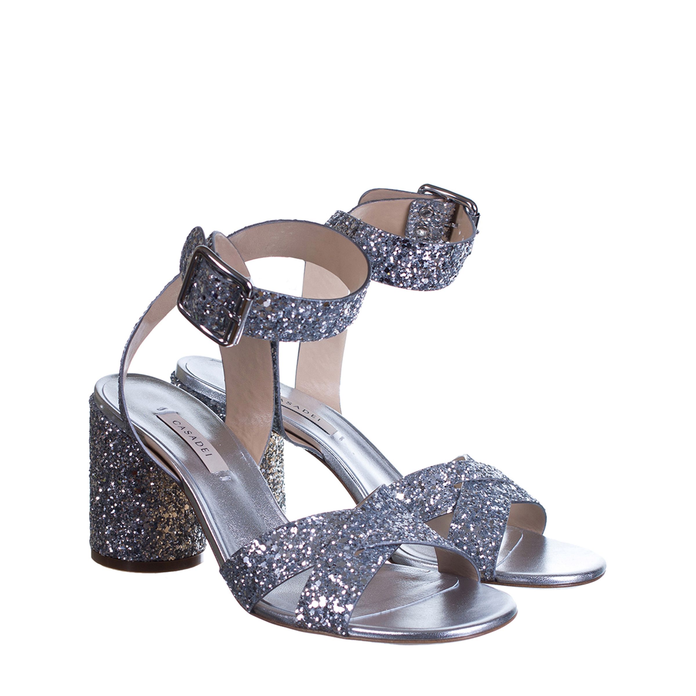 Босоножки Casadei серебристые